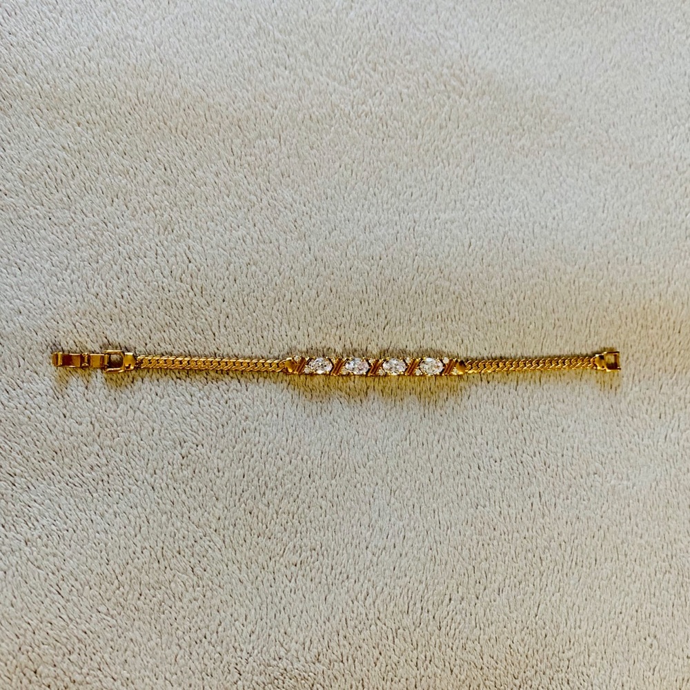 7.5" Leather Cord Clasp Gold Plated Bracelet